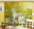 Running White Unicorn In Forest Printed Window Curtain