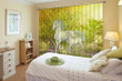 Running White Unicorn In Forest Printed Window Curtain