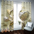 Embossed Lotus Seedpod Printed Window Curtain Home Decor