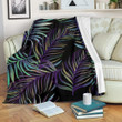 Tropical Palm Leaves Pattern Brightness Black Fleece Blanket
