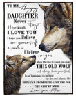 Amazing Daughter Believe In Yourself This Old Wolf Will Have You Back Fleece Blanket Mum