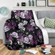 White And Purple Lilac Pattern Print Design Fleece Blanket
