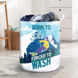 For Girl Born To Ski Forced To Wash Girl Printed Laundry Basket