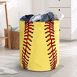Yellow Softball With Red Line Laundry Basket