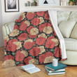 White And Red Camellia Pattern Print Design Fleece Blanket