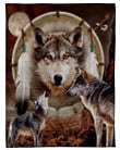 Wolf Native American Special Gift Fleece Blanket