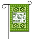 Happy St. Patrick’s Day Four Big Clovers And Clover Border Printed Garden Flag