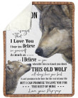 Wolves Love Message Of Pappap To Grandson Fleece Blanket