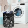 Coat Of Arms Of Fiji Logo With Polynesian Turtle Hibiscus Black Printed Laundry Basket