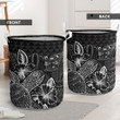 Coat Of Arms Of Fiji Logo With Polynesian Turtle Hibiscus Black Printed Laundry Basket