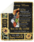 Daughter To Mom Sunflower Everything I Am You Helped Me To Be Fleece Blanket Sherpa Blanket