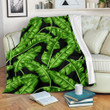 Banana Leaf Pattern Print Design Green Fleece Blanket