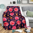 Beautiful Pink Dahlia Pattern Print Design Fleece Blanket