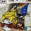 Stained Glass Graphic Style Beauty And The Beast Fleece Blanket
