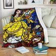 Stained Glass Graphic Style Beauty And The Beast Fleece Blanket