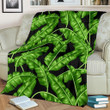 Banana Leaf Pattern Print Design Green Fleece Blanket