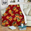 Orange Wild Hibiscus Pattern Print Design Fleece Blanket