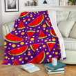 Red Watermelon Pattern Print Design Purple Fleece Blanket
