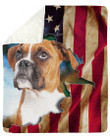 Boxer Torn American Flag Giving Dog Lovers Fleece Blanket Sherpa Blanket