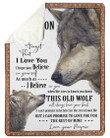 Wolves Love Message To Grandson From Peepaw Fleece Blanket