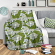 Green Lily Pattern Design Print Fleece Blanket