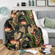 Tropical Flower And Banana Leaves Pattern Print Design Fleece Blanket