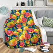 Grapefruit Pattern Print Design Blue Fleece Blanket