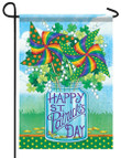 Shamrock And Pinwheel Jar Happy St. Patrick's Day Printed Garden Flag