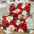 Vintage Red Rose Pattern Print Design Fleece Blanket