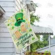 Cups Of Beer Leprechaun Hat Clovers Happy St. Patrick's Day Printed House Flag