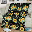 Buffalo Skull Sunflower Pattern Print Design Black Fleece Blanket