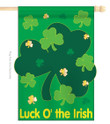 Luck O The Irish St. Patrick's Day Clovers Green Printed House Flag