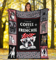 I Run On Coffee And Frenchie French Bulldog Bandana Fleece Blanket