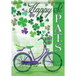 Happy St. Patrick's Day Bike And Colorful Clovers Printed Garden Flag