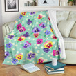 Colorful Pansy Flower Pattern Printed Fleece Blanket