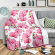 Orchid Pink Pattern Print Design White Fleece Blanket