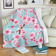 Pink Cherry Blossom Pattern Print Design Fleece Blanket