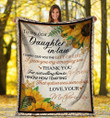 To My Dear Daughter In Law Hippie Sunflower Fleece Blanket