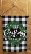 Custom Name Merry Christmas Leaves Circle Black And White Striped Printed House Flag