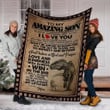 To My Amazing Son Dinosaur Mom And Son Printed Fleece Blanket