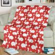 White Baby Rabbit Pattern Print Design Red Fleece Blanket