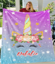 Magical Unicorn Gift For Natalie Custom Name Fleece Blanket