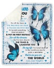 You Are The World Blue Butterfly To Mom Fleece Blanket Sherpa Blanket