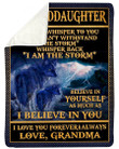 Wolf Lightning I Believe In You Grandma To Granddaughter Fleece Blanket Sherpa Blanket