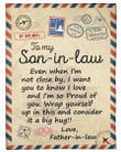 Father In Law To Son In Law I'm So Proud Of You Air Mail Fleece Blanket Fleece Blanket
