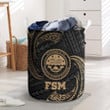 Federated States Of Micronesia Gold Tribal Wave Printed Laundry Basket