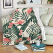 Tropical Flower Palm Leaves Taupe Fleece Blanket