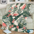 Tropical Flower Palm Leaves Taupe Fleece Blanket