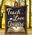 Book Lovers Teach Love Inspire Fleece Blanket