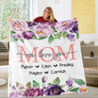 Purple Floral Cozy Gift For Mom Custom Name Fleece Blanket